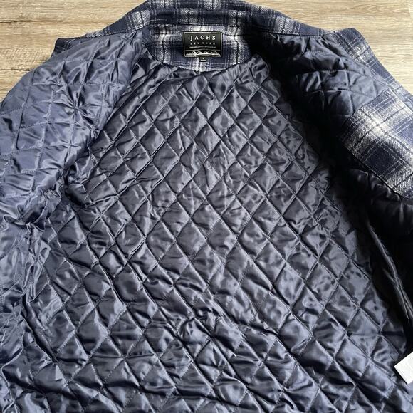 Jachs Plaid Flannel Quilted Lining Shacket Wool Blend Western Country - Picture 6 of 7
